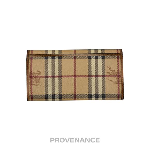 🔴 Burberry Long Snap Wallet - Haymarket Check Brown - Picture 2 of 12